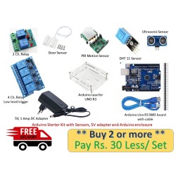 Arduino Starter Kit with Sensors, 5V adapter and Arduino enclosure