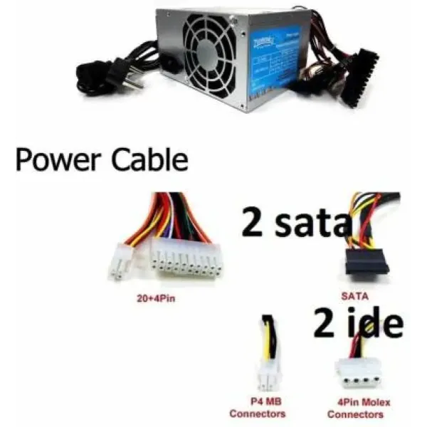 ZEBRONICS SMPS ZEB-N450W (DSATA- 20+4 Pin) Power Supply (Silver) 450 Watts PSU  (Silver)