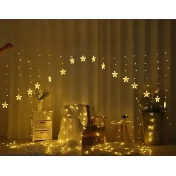 Curtain Star light |12 Stars led Lights |Festive decoration lights Warm White