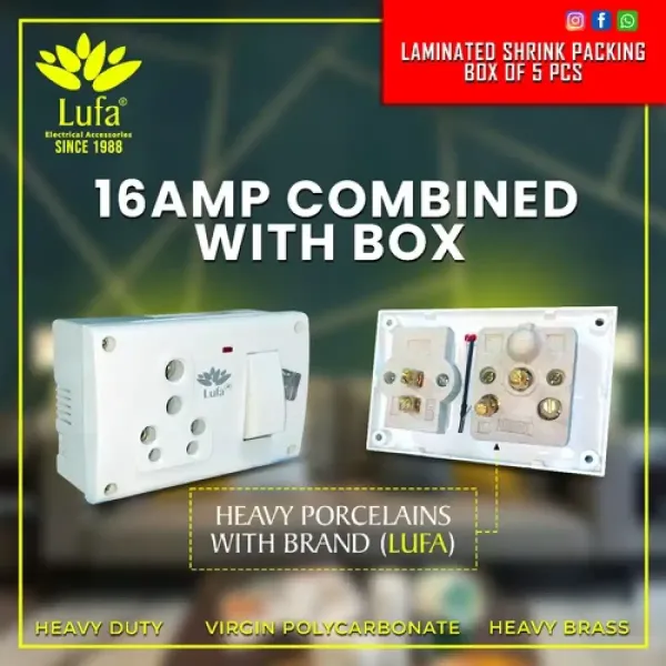 Lufa SS Combined Box - 16 Amp, Pack of 15