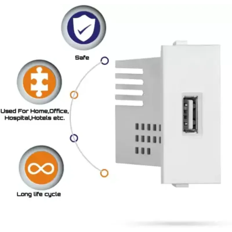 Anchor Ziva Compatible moduler usb socket | 2A USB charging Socket Anchor Ziva Compatible moduler usb socket | 2A USB charging Socket