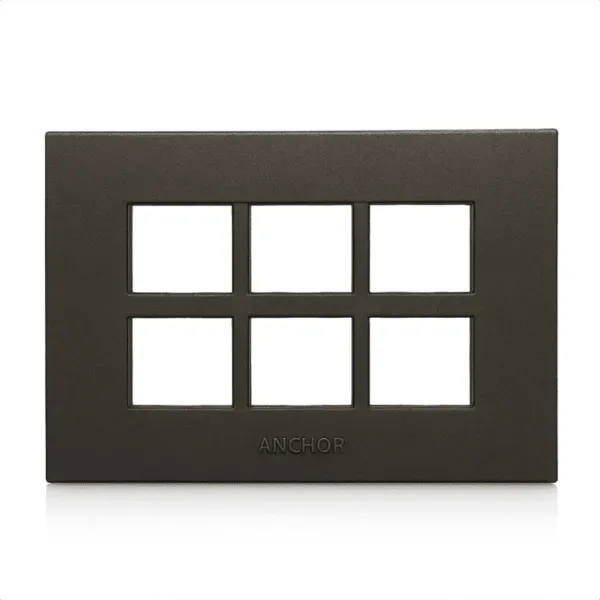 Anchor penta 12 Module Plate  (65912B) | Black Cover Plate with Base Frame 