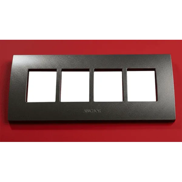 Anchor Penta 8 Module Plate  (65908B) - Hz  | Black Cover Plate with Base Frame