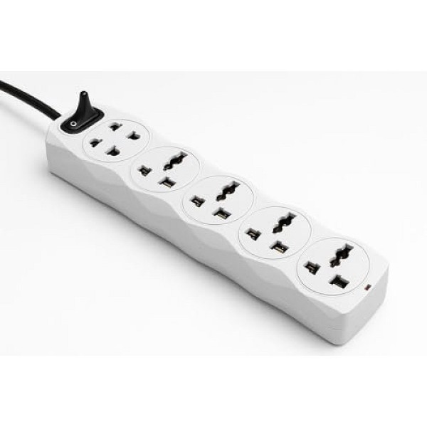 Cona Smyle Gem CONA6WAY4MTR 6+1 Power Strip with 5 m Extension Cord, White for Home & Office