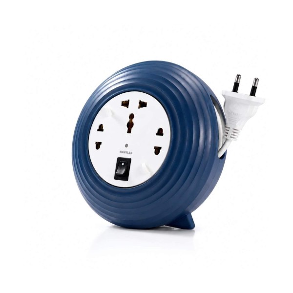 Havells Cosmo PR000502 Extension Board, 5 m 6A Universal Sockets with LED Indicator, Blue