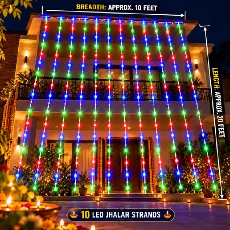 MITJ LED Jharna (Waterfall) Multicolor|10x20 feet Approx| 330 LEDs| 8MM LED MITJ LED Jharna (Waterfall) Multicolor|10x20 feet Approx| 330 LEDs| 8MM LED