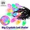 LED Jhalar Big Crystals | Multi-Color  | 12 Feet
