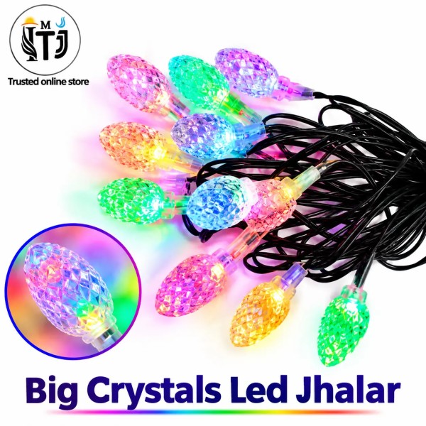 LED Jhalar Big Crystals | Multi-Color  | 12 Feet