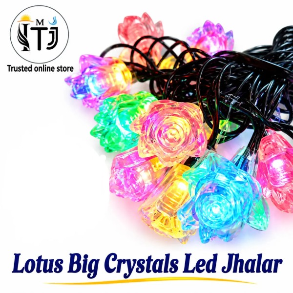 LED Jhalar Lotus Big Crystals | Multi-Color  | 12 Feet