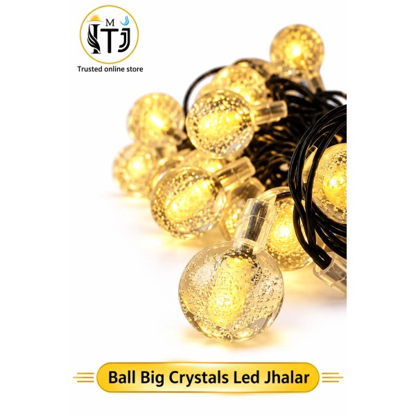 LED Jhalar Ball Big Crystals | Warm White | 12 Feet