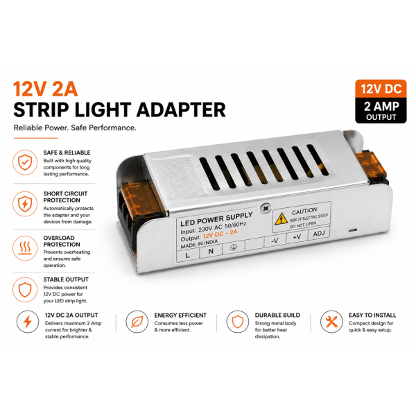 12V, 2 Amp Strip Light Adapter