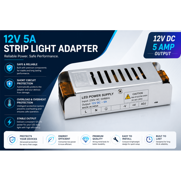 12V, 5 Amp Strip Light Adapter