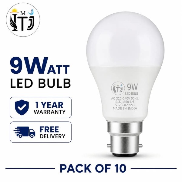 MITJ 9 Watt LED Bulb - Cool White, Pack of 10