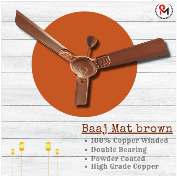 Prince Mysore Designer Ceiling Fan - BAAJ Matte Brown