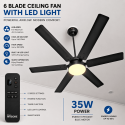 Prince mysore  BLDC ceiling fan with led light, 6 Blade