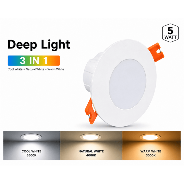 3 in 1 Concealed Deep light | 5watt [ Cool white + Natural white + Warm White ]