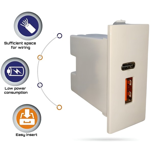 Modular USB Charging Socket A+C | 2.4  Amp 