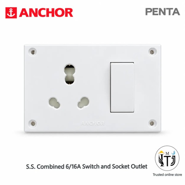 Anchor Penta S.S. Combined 6/16A Switch and Socket Outlet | Non-Modular|39998
