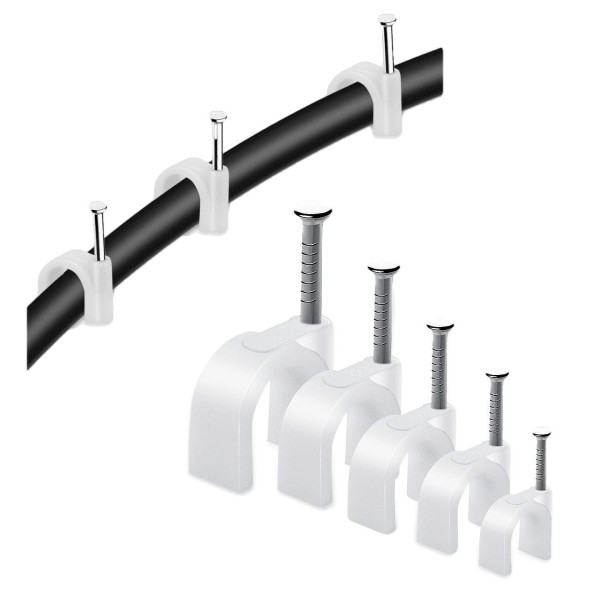 Cable Clips with Metal Nail for Wall Wiring, Cable Management, Wire Organizer, Wire Cable Cord Clip Tie Strap Holder