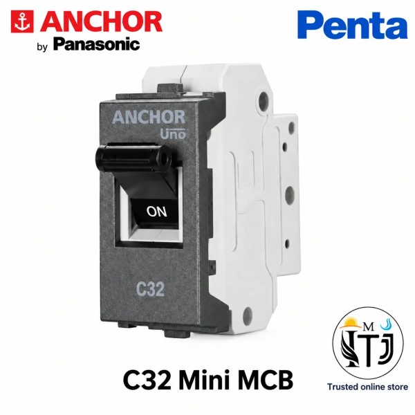 32A mini modular MCB for Anchor Penta Modular Sheets - Graphite Black   [ [68985B]