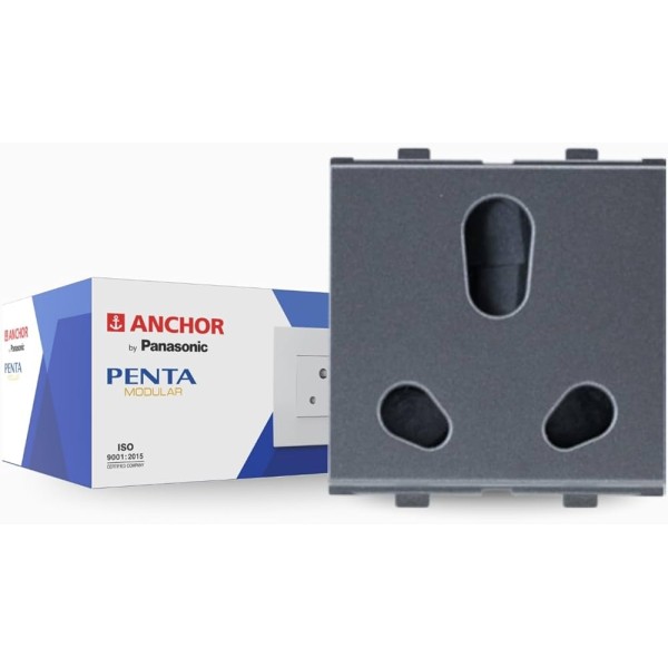 Anchor Penta 16A, 3 Pin Socket - Graphite Black