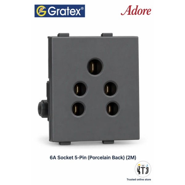 Gratex Adore 6A Socket Without Shutter Porcelain Back 2M | Grey