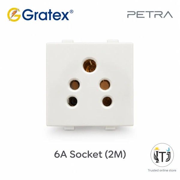 Gratex Petra 6A Socket 2M White Modular Outlet