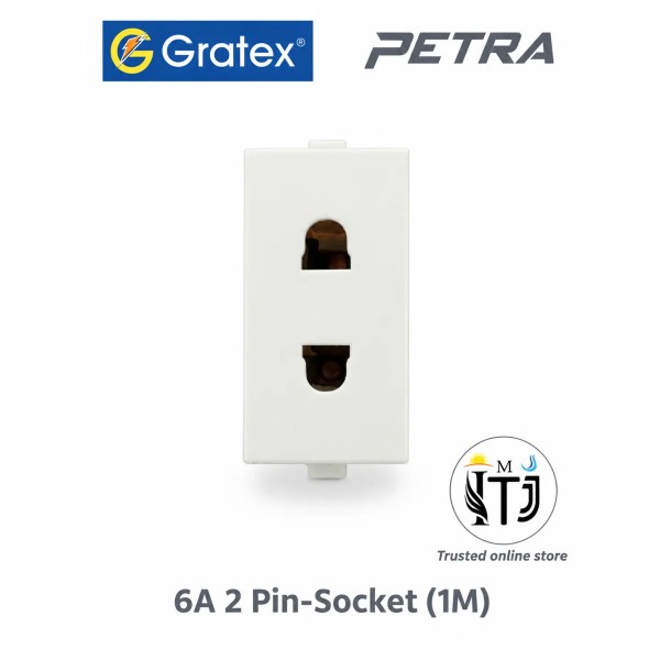 Gratex Petra 6A 2 Pin Socket 1M| White