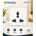 Gratex Petra 6/16A Twin Socket With Shutter 2M| White