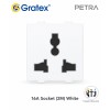 Gratex Petra 6/16A Twin Socket With Shutter 2M| White