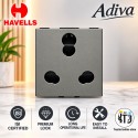 Havells Adiva 6/16A Socket With Shutter 2M | Grey Havells Adiva 6/16A Socket With Shutter 2M | Grey