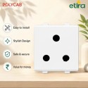 Polycab Etira 6A Socket Without Shutter , 3 pin, 2M - White