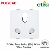 Polycab Etira 6/16A Twin Socket, 3 pin, 2M - White