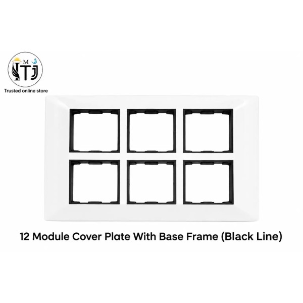 Black Line Sheet 12 Module Cover Plate With Base Frame | White