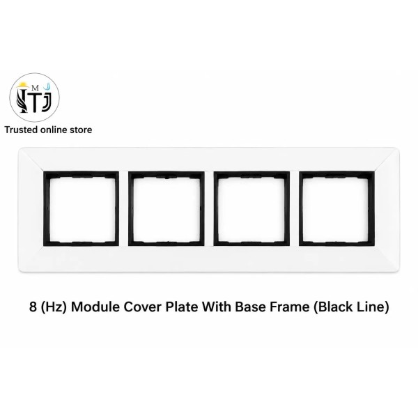 Black Line Sheet 8 [Hz] Module Cover Plate With Base Frame | White