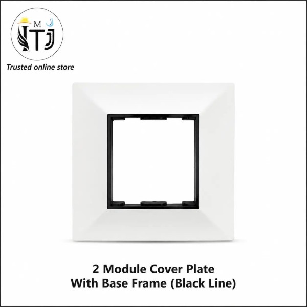 Black Line Sheet 2 Module Cover Plate With Base Frame | White