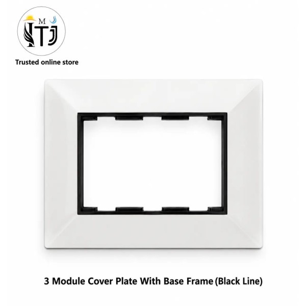 Black Line Sheet 3 Module Cover Plate With Base Frame | White