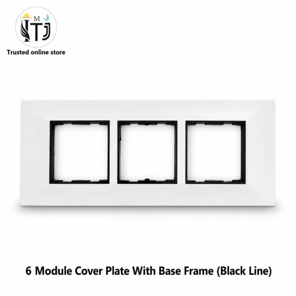 Black Line Sheet 6 Module Cover Plate With Base Frame | White