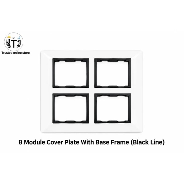 Black Line Sheet 8 Module Cover Plate With Base Frame | White
