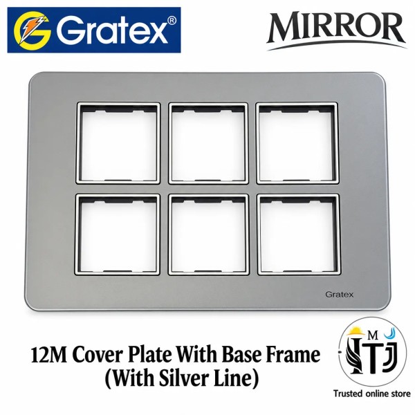 Gratex Mirror 12M Cover Plate with Base Frame (With Silver Line)| Grey