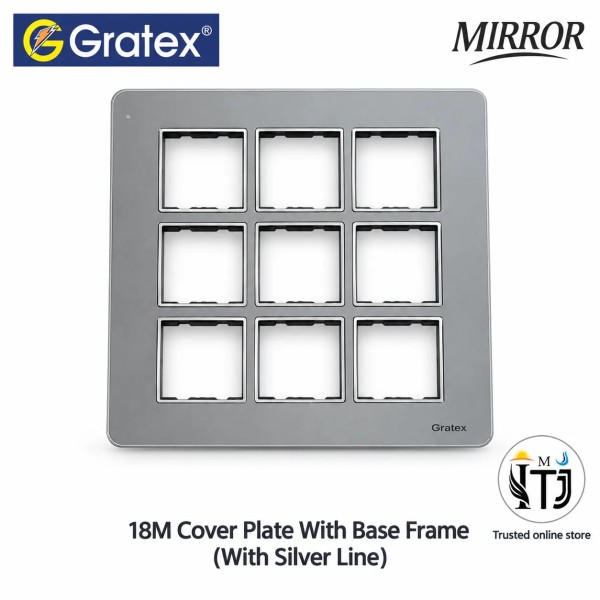 Gratex Mirror 18M Cover Plate with Base Frame (With Silver Line)| Grey