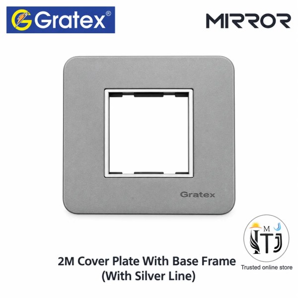 Gratex Mirror 2M Cover Plate with Base Frame (With Silver Line)| Grey
