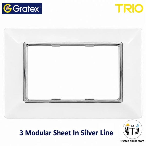 Gratex TRIO 3M Cover Plate With Base Frame| White Chrome