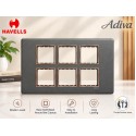 Havells Adiva 12M Cover Plate With Base Frame| Grey With Rose Gold Bezel Havells Adiva 12M Cover Plate With Base Frame| Grey With Rose Gold Bezel