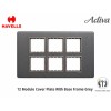 Havells Adiva 12M Cover Plate With Base Frame| Grey With  Rose Gold Bezel