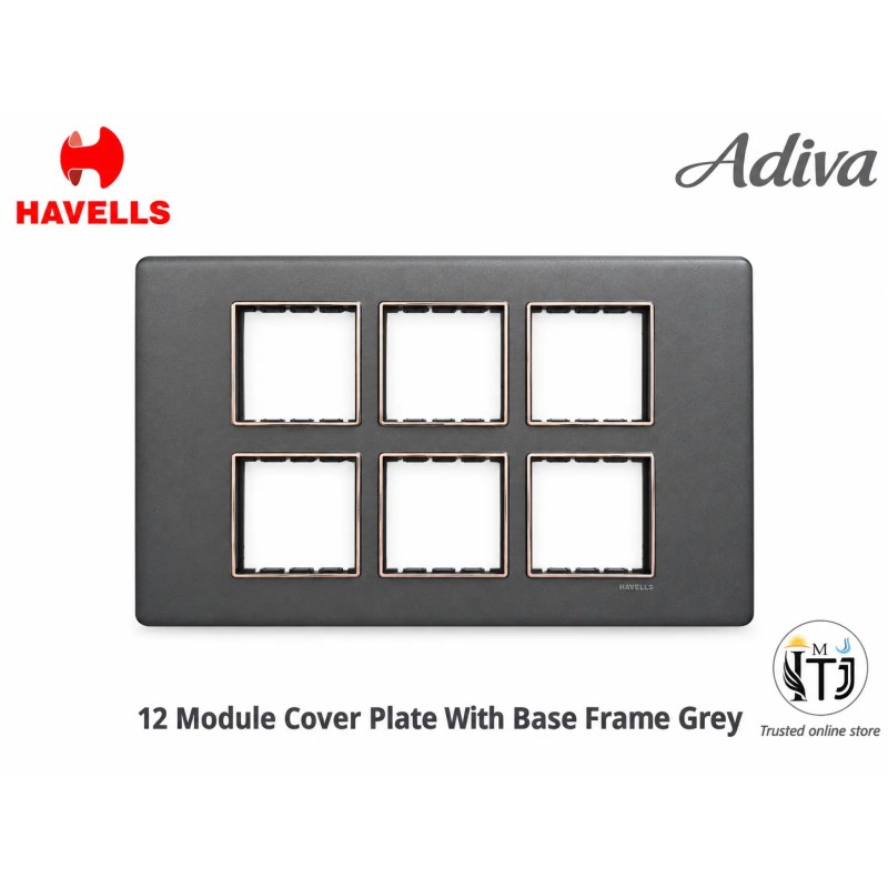 Havells Adiva 12M Cover Plate With Base Frame| Grey With Rose Gold Bezel Havells Adiva 12M Cover Plate With Base Frame| Grey With Rose Gold Bezel
