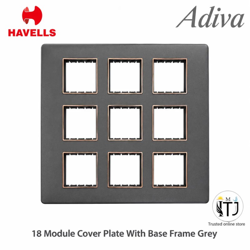 Havells Adiva 18M Cover Plate With Base Frame| Grey With Rose Gold Bezel Havells Adiva 18M Cover Plate With Base Frame| Grey With Rose Gold Bezel