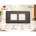 Havells Adiva 4 M Cover Plate With Base Frame| Grey With  Rose Gold Bezel