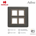 Havells Adiva 8 M Cover Plate With Base Frame Sq| Grey With  Rose Gold Bezel