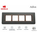 Havells Adiva 8M Cover Plate with Base Frame Hz| Grey With Rose Gold Bezel
